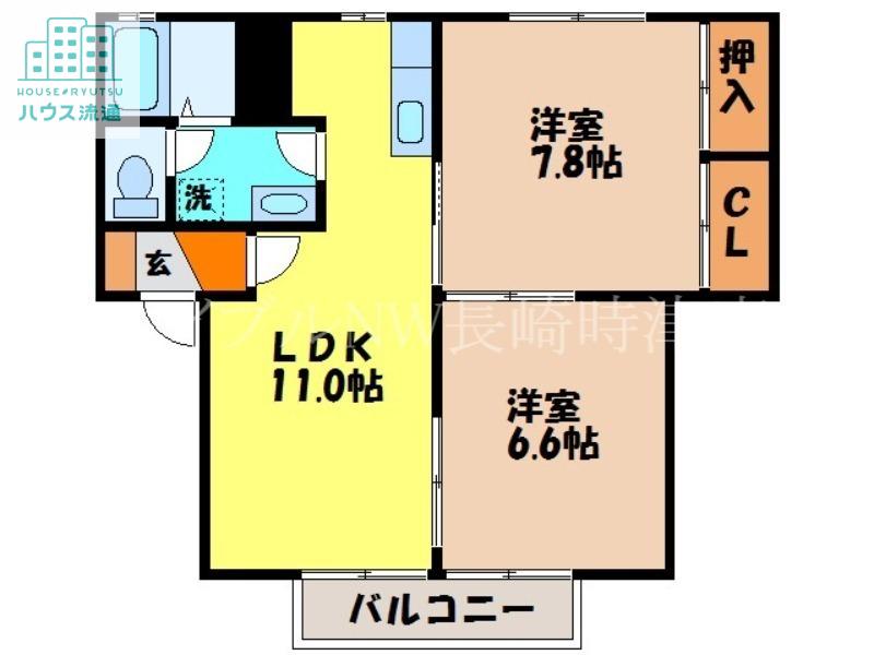 ブリラントメゾン(2LDK/2階)の間取り写真