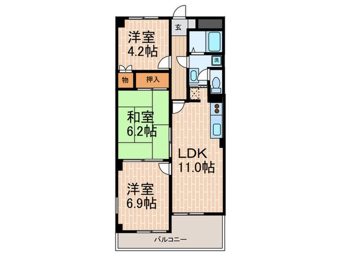 I・S上ケ原(3LDK/2階)の間取り写真