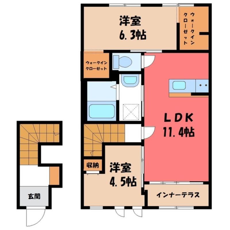 クリーンF(2LDK/2階)の間取り写真