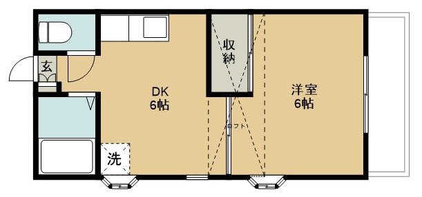 パレス東仙台(1DK/2階)の間取り写真