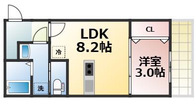 ステリア森之宮(1LDK/3階)の間取り写真