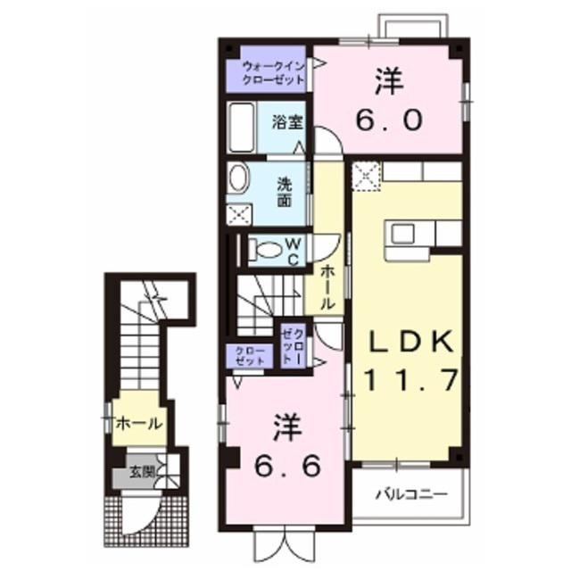ラ プロヴァンス(2LDK/2階)の間取り写真