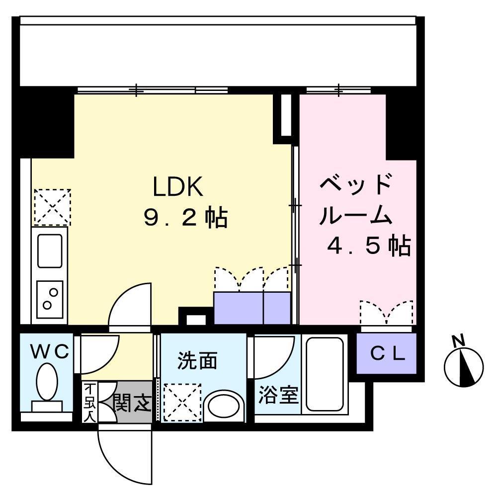 渡幸ベルメゾン五橋(1LDK/4階)の間取り写真