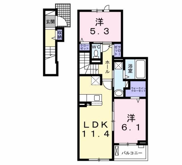 グランメール綾瀬(2LDK/2階)の間取り写真