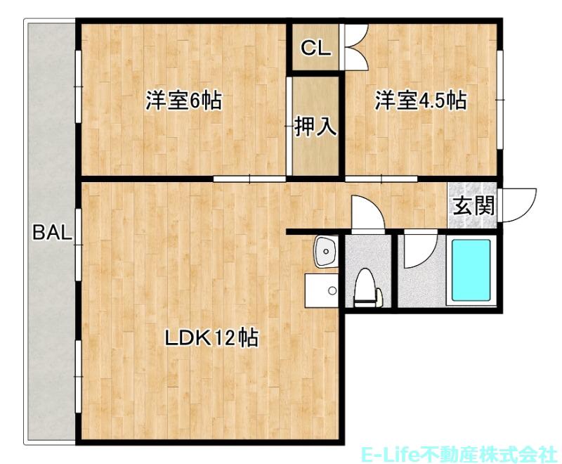 阿部ビルI(2LDK/4階)の間取り写真