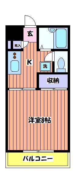 ロベリアくにたち(1K/2階)の間取り写真