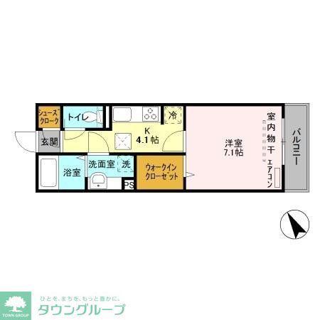 ポム・アール(1K/1階)の間取り写真