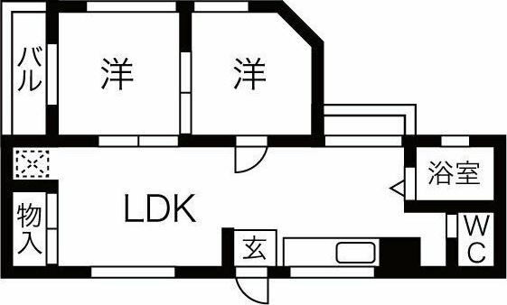 マンションオックス(2LDK/2階)の間取り写真