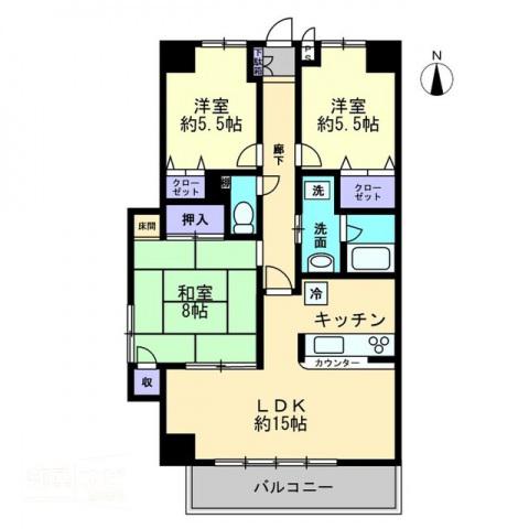 サンリッチ久保(3LDK/9階)の間取り写真