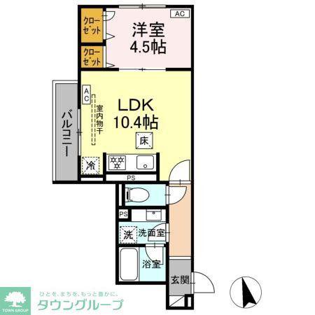 カルニュ(1LDK/3階)の間取り写真