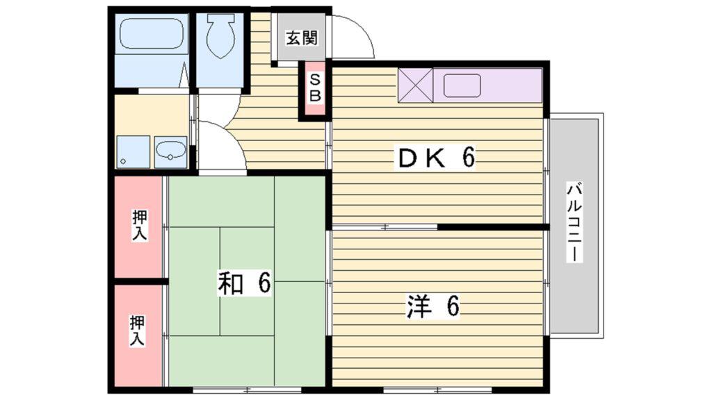 ファミール23(2DK/2階)の間取り写真