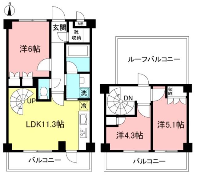 アバンダントII(3LDK/2階)の間取り写真