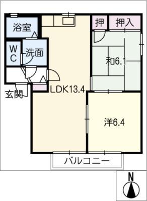 ザ・ミレニアム A棟(2LDK/2階)の間取り写真