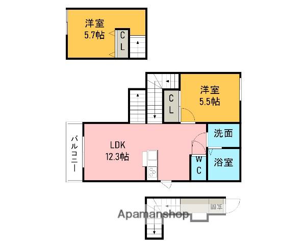 ルーチェスK(2LDK/2階)の間取り写真