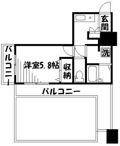 プラウドタワー武蔵小金井(1K/4階)の間取り写真