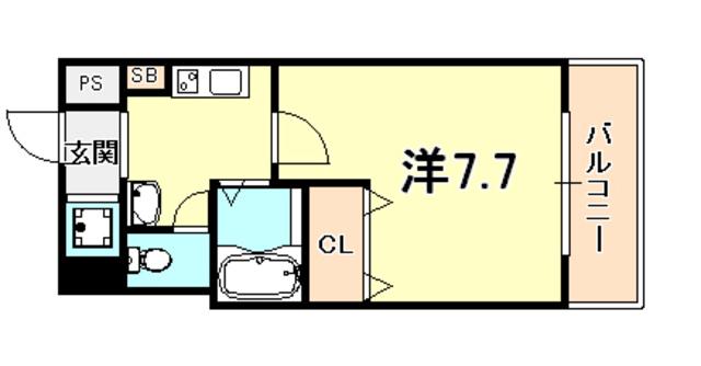 グラーツィア東灘(1K/4階)の間取り写真