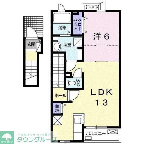 西武多摩湖線 一橋学園駅 徒歩22分 2階建 築4年(1LDK/2階)の間取り写真