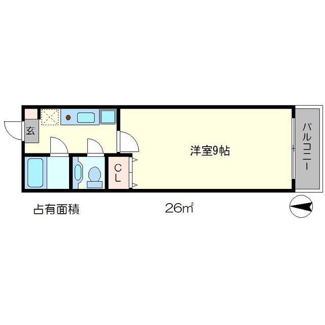 アジュール北白川(1K/1階)の間取り写真
