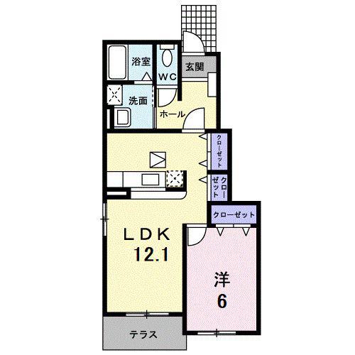 チェリッシュ(1LDK/1階)の間取り写真