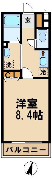ラビュート鷺沼(1K/1階)の間取り写真