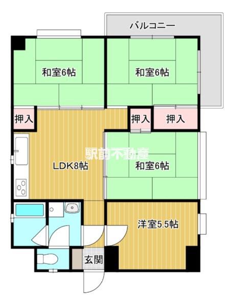 武蔵ハイツ(4DK/5階)の間取り写真