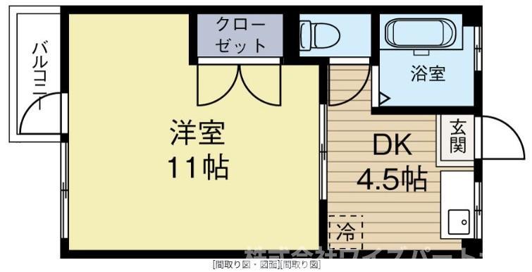 ハッピーエステート平和(1DK/2階)の間取り写真