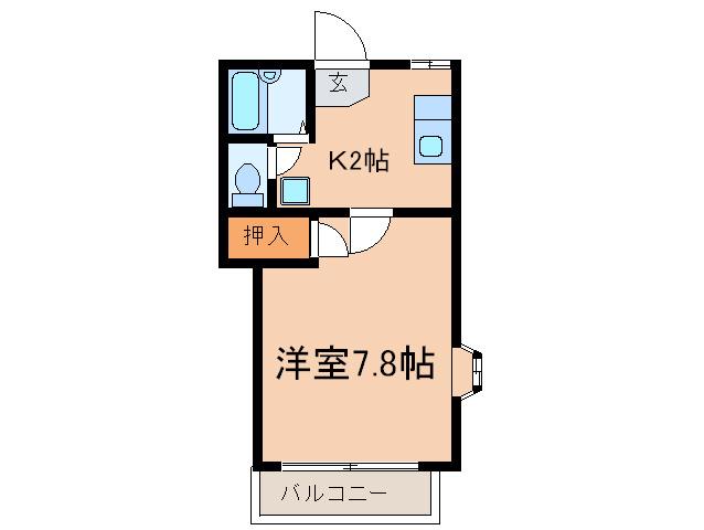 ハイツ小日向(1K/2階)の間取り写真