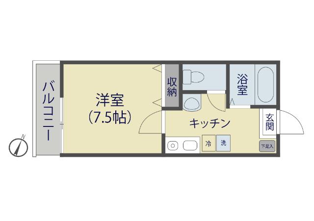 サンライズテラス(1K/1階)の間取り写真
