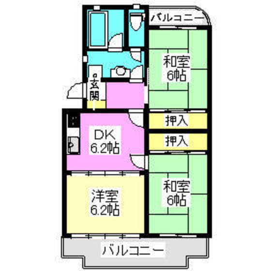 ファミールマンション(3DK/2階)の間取り写真