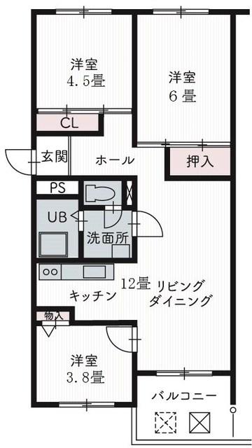 芦屋浜高層1号棟(3LDK/4階)の間取り写真
