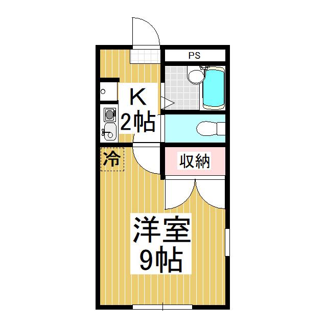 メイプル山岸(1K/2階)の間取り写真