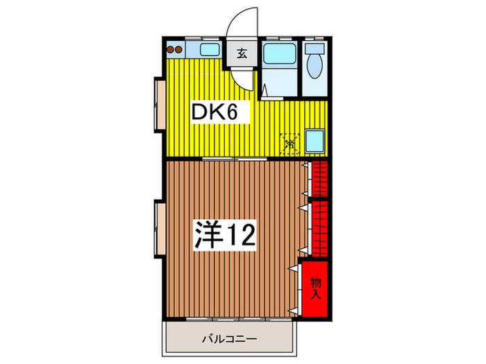 クレールユー(1DK/2階)の間取り写真
