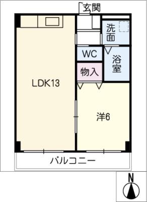 コーポワシノI(1LDK/1階)の間取り写真