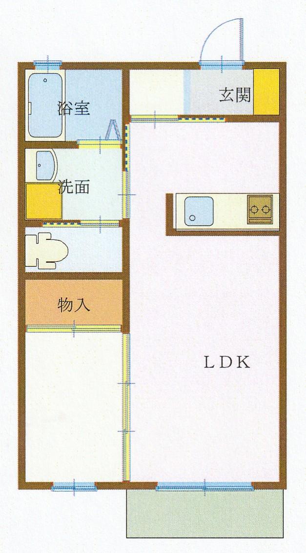 ジュネス岐南(1LDK/1階)の間取り写真