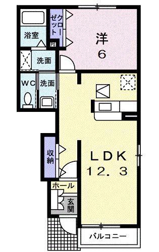 サンハウスヨシキB(1LDK/1階)の間取り写真