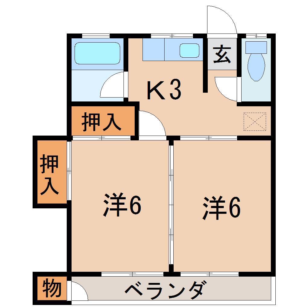 清嵐荘(2K/2階)の間取り写真