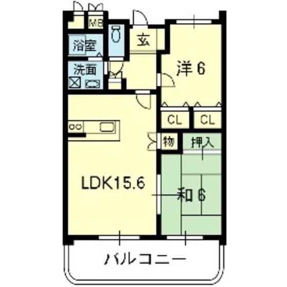 ピュアマンション大津(2LDK/4階)の間取り写真