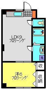 ベルローズ(1LDK/3階)の間取り写真