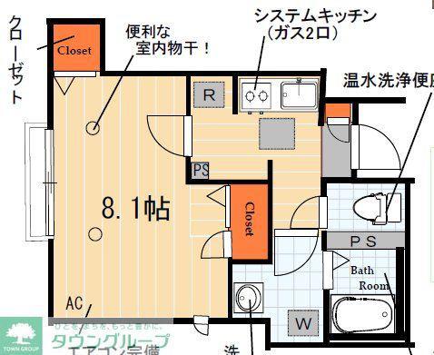 エスタシオン長崎(1K/1階)の間取り写真