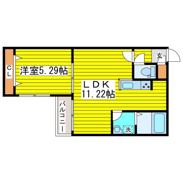 CHEVAL北10条(1LDK/2階)の間取り写真