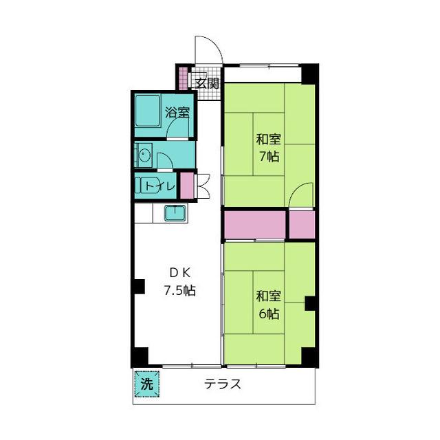 仲道マンション(2DK/2階)の間取り写真