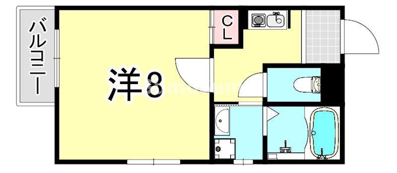 クリアエスト尼崎(1K/3階)の間取り写真