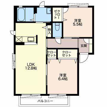 B FLAT(2LDK/2階)の間取り写真