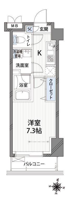 ラフィネ三軒茶屋(1K/3階)の間取り写真