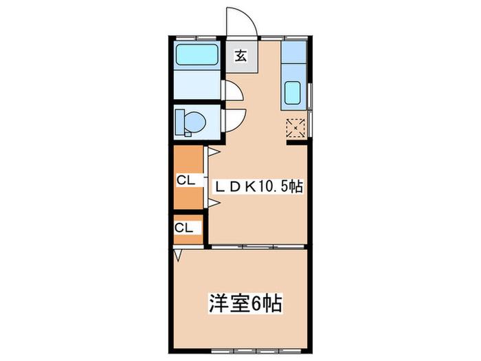 泰明荘(1LDK/2階)の間取り写真