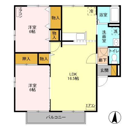 コーポセブンC(2LDK/1階)の間取り写真