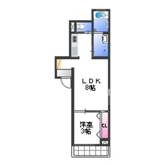 アペルト泉佐野III(1LDK/3階)の間取り写真