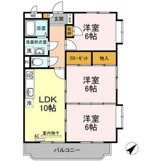 パストラル中郷原(3LDK/3階)の間取り写真