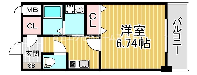 ふぁみーゆ天美南(1K/7階)の間取り写真