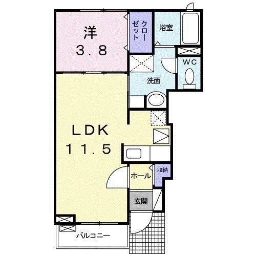 ヴィア レーベン(1LDK/1階)の間取り写真